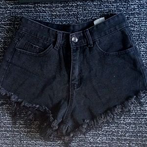 High Cheeky Black Cut offs Shorts from Shein Sm.